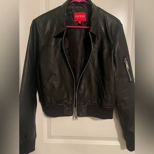 Guess Faux Leather Bomber Jacket